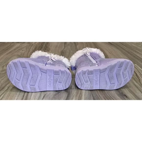 Cat & Jack Toddler Girls Boots – Size 4 – Purple Sparkly Faux Fur - Picture 7 of 9